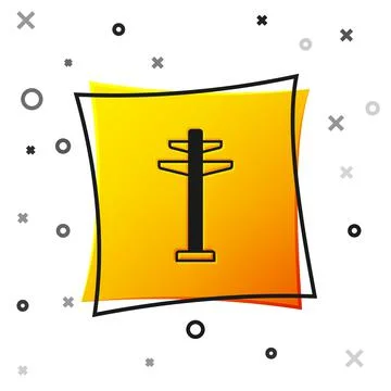 Black Electric tower used to support an overhead power line icon isolated on Stock Illustration