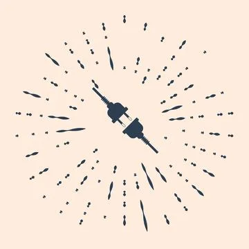 Black Electric wire plug and socket icon isolated on beige background. Abstract Illustrazione stock
