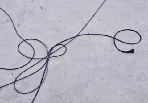 Black electrical cable with plug Stock Photos