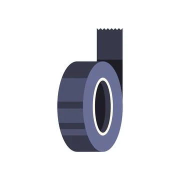 Black electrical insulation tape roll adhesive tool 스톡 일러스트