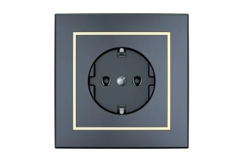 Black electrical outlet, 3D rendering Illustrazione stock