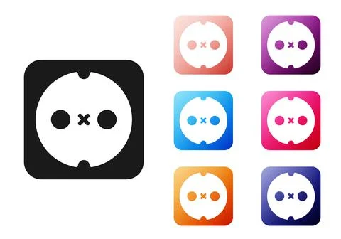 Black Electrical outlet icon isolated on white background. Power socket. Rosette Stock Illustration