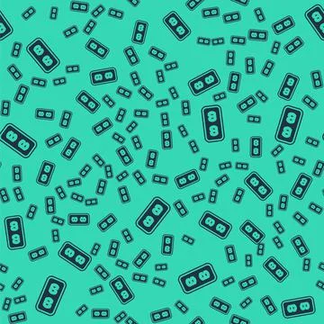 Black Electrical outlet icon isolated seamless pattern on green background Illustrazione stock