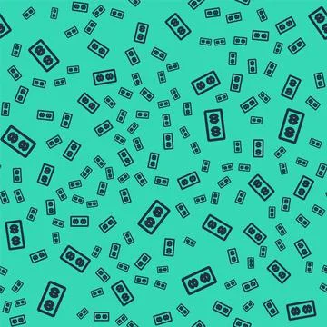 Black Electrical outlet icon isolated seamless pattern on green background. P Illustrazione stock