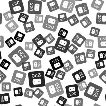 Black Electrical outlet icon isolated seamless pattern on white background Illustrazione stock