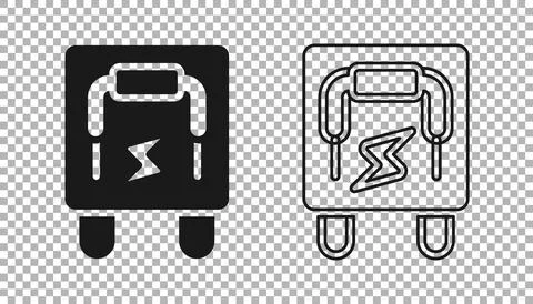 Black Electrical panel icon isolated on transparent background. Switch lever Stock Illustration
