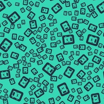 Black Electrical panel icon isolated seamless pattern on green background Illustrazione stock
