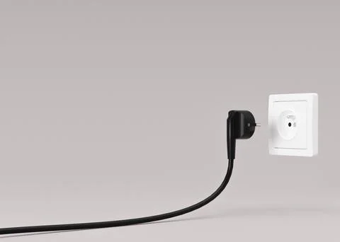 Black electrical plug and electric socket. Ready to connect. Free, copy spa.. Ilustração Stock