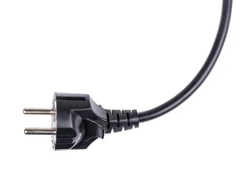 Black electrical plug and electrical cord isolated on white background Stock Photos