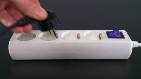 Black Electrical Plug Into Electrical Extension Cord Stock Footage 273510783