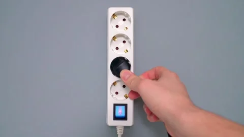 Black Electrical Plug Extention Grey Background Stock Footage 273510955