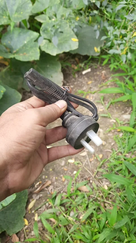Black electrical power plug, flexible utility cable with rubber cord, acces.. Video stock 345114641