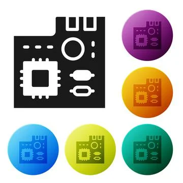 Black Electronic computer components motherboard digital chip integrated science 스톡 일러스트