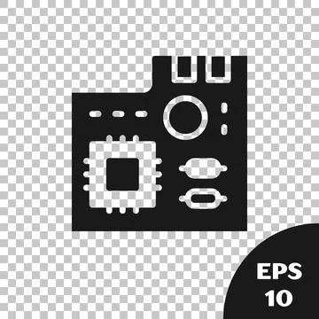 Black Electronic computer components motherboard digital chip integrated science Illustrazione stock