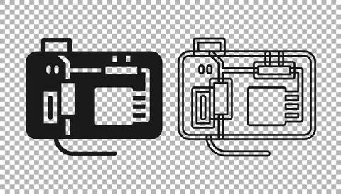 Black Electronic computer components motherboard digital chip integrated science Illustrazione stock