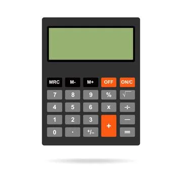 Black electronic digital calculator vector illustration isolated on white Stock Illustration