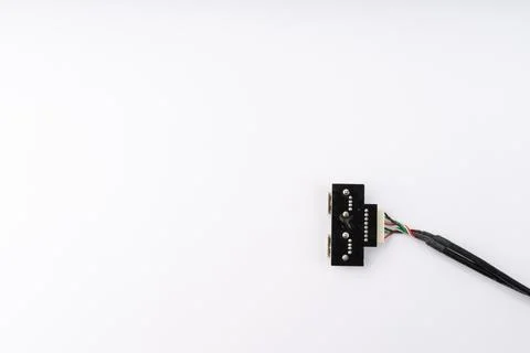 Black Electronic Module with Connected Wires on White Stock Photos