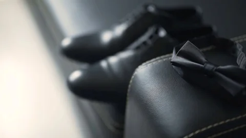 Black elegand shoes Stock Footage