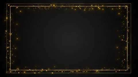 Black elegant background gold sparkle border, frame lines, clean center space ti Stock Footage 340401857