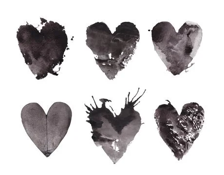 Black elements set for Valentines design. Retro black love graphic design ele Stock Illustration