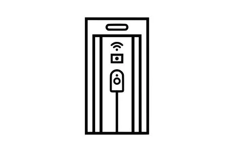 Black elevator icon isolated on white background. Beautiful Elevator icon. Illustrazione stock