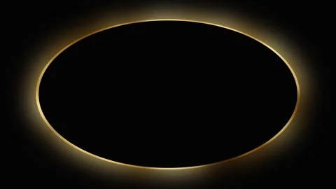 A black ellipse with a gold backlight hovers over a dark background. Animation Stock Footage 266574953
