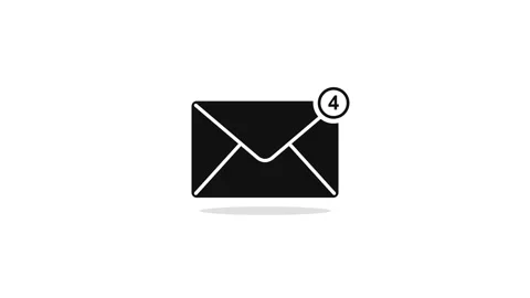 Black Email Envelope Icon with Unread Message Notification Stock Footage 347162612