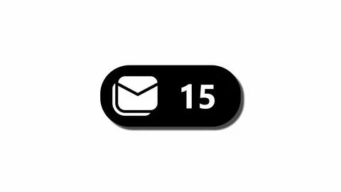Black email notification icon with 48 unread messages on a white abstract b.. Illustrazione stock