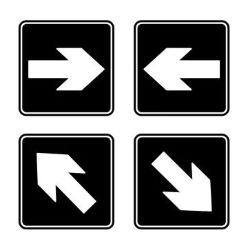 Black Emergency Exit Arrows. Vector Icons. Right, Left, Up, and Down Arrows.. Stock Illustration