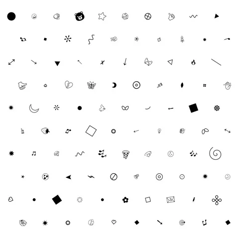 Black Emoji Style Icons Pattern, Monochrome Symbols Rotating on White Background Stock Footage 331545953