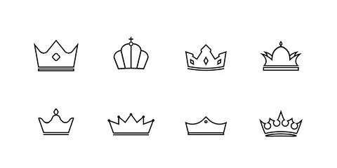 Black emperor corona icon set Illustrazione stock