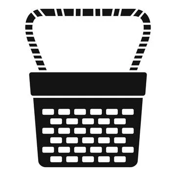 Black empty basket with handle for grocery shopping Illustration