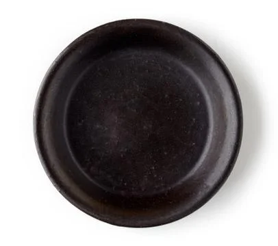 Black empty bowl isolated on white, from above Stock Photos