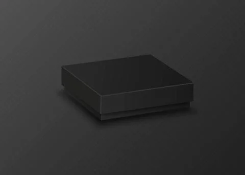 Black empty box on black background. Top view. Template for your presentation 库存插图