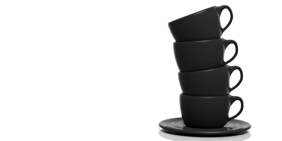 Black empty Coffee stack white background Stock Illustration