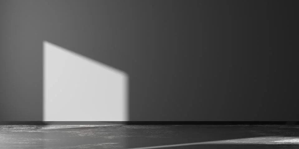Black empty, modern, abstract studio room with concrete floor and light from  Illustrazione stock