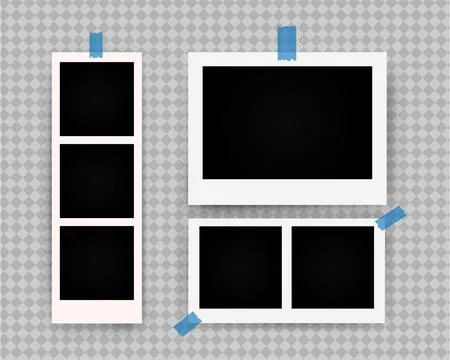 Black empty Photo Frame Mockups set. Photography album template. Image for .. Stock Illustration