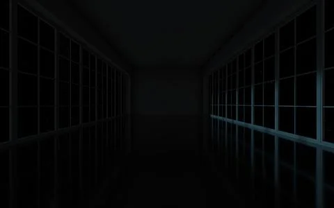 The black empty room, 3d rendering. Ilustración de archivo