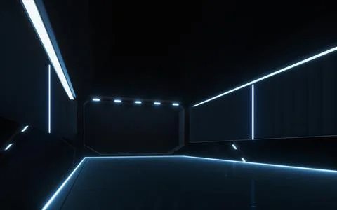 The black empty room, 3d rendering. Ilustración de archivo