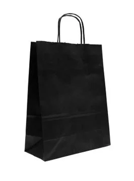 Black empty shopping bag on white background Stock Photos