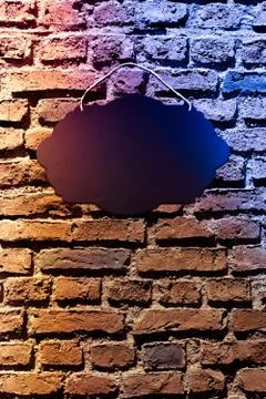 Black Empty Sign Board on brick background Stock Photos
