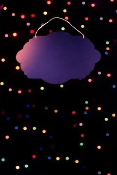 Black Empty Sign Board with string for hanging on wall Stock Photos