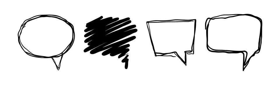 Black Empty Speech Bubble and Balloon Vector Set Ilustración de archivo