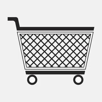 Black empty supermarket cart in modern flat style Stock Illustration