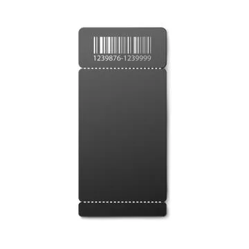 Black empty ticket mockup with barcode realistic vector illustration isolated Illustrazione stock