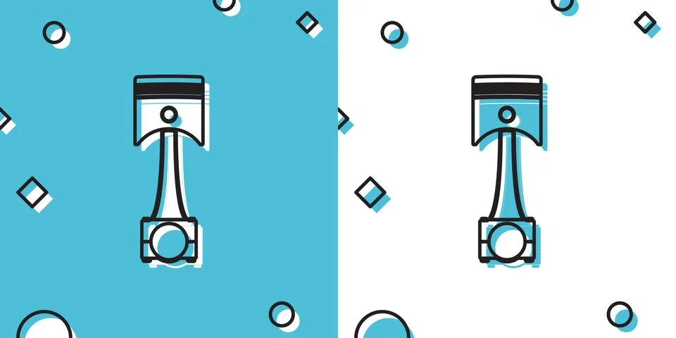 Black Engine piston icon isolated on blue and white background. Car engine 库存插图
