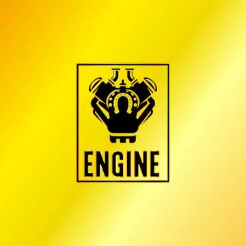 Black Engine Power Emblem Stock Illustration