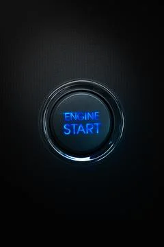 Black engine start round shaped button Stock Photos