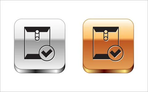 Black Envelope and check mark icon isolated on white background. Successful e Stock Illustration