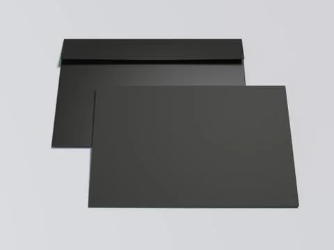 Black envelope with blank paper sheet. 3d rendering Stock Illustration